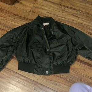 Anthropologie dark green bomber